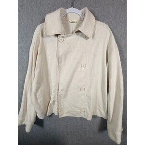 Max Studio London Women's XL Double Breasted Crop Jacket Coat Rayon Blend